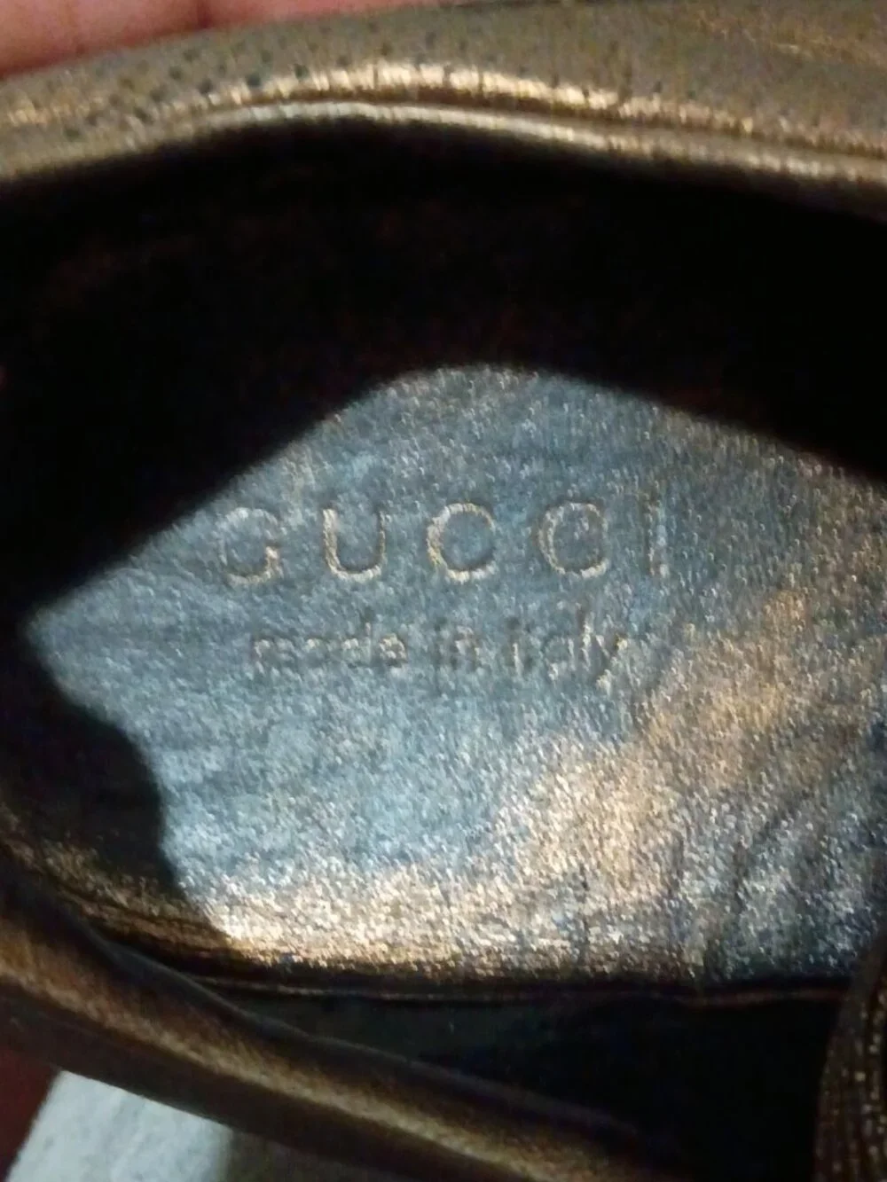 Gucci (170576) Men's Sneakers Low Top Brown Metallic leather size U.S 9